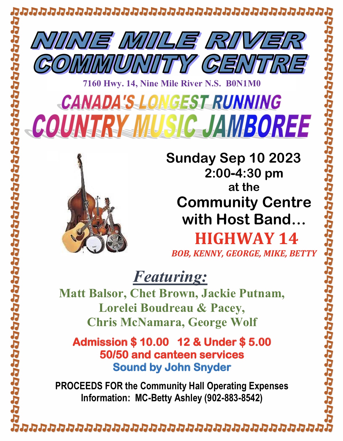 Country Music Jamboree Nine Mile River Community Centre September